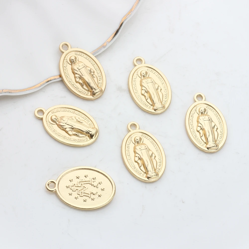 Zinc Alloy Charms  Oval Coin Virgin Mary Charms Pendant For DIY Fashion Necklace Jewelry Bracelet Making Accessories