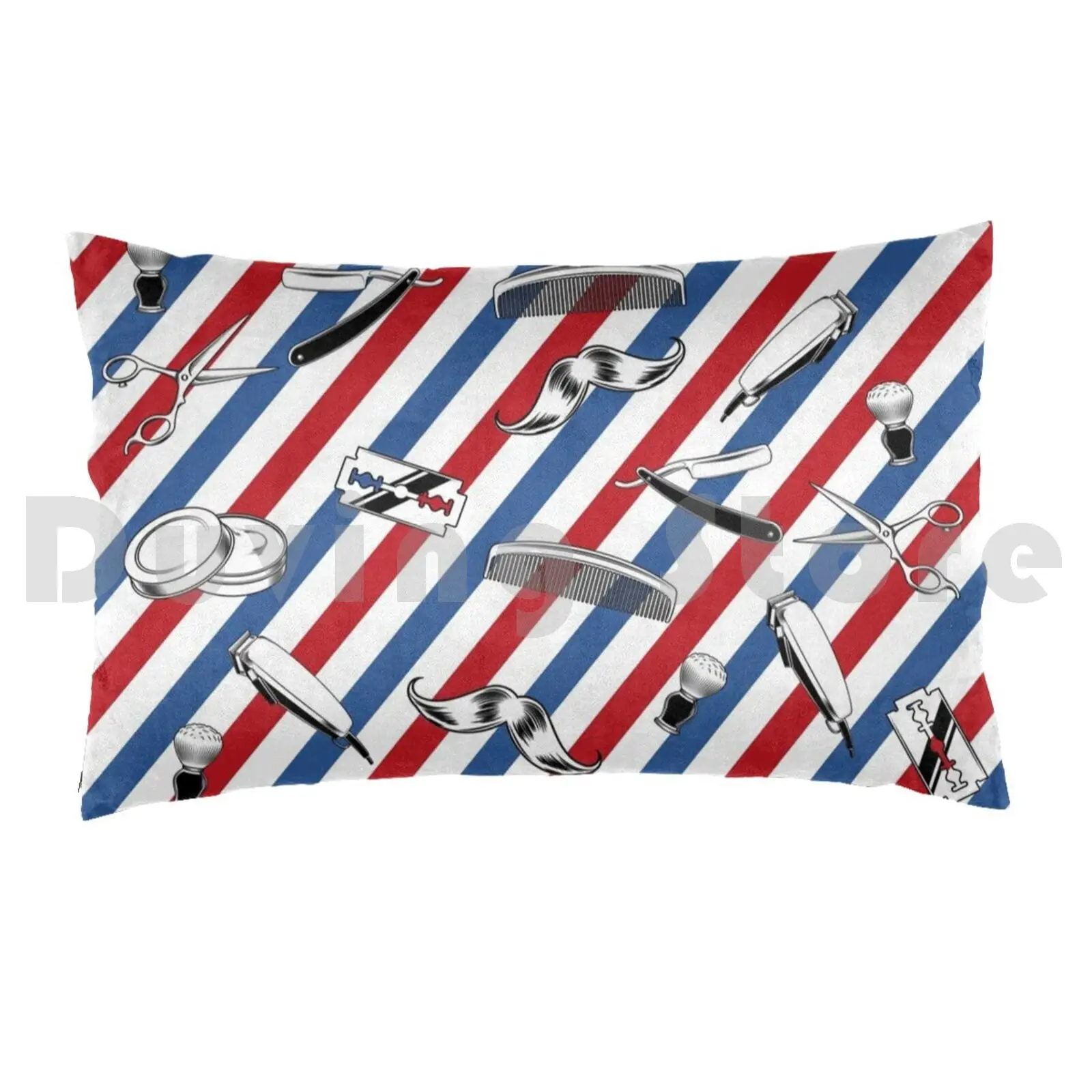 Barber Shop Pillow Case Printed 50x75 Barber Barbershop Vintage Beard Blade Comb Gentleman Hair Haircut