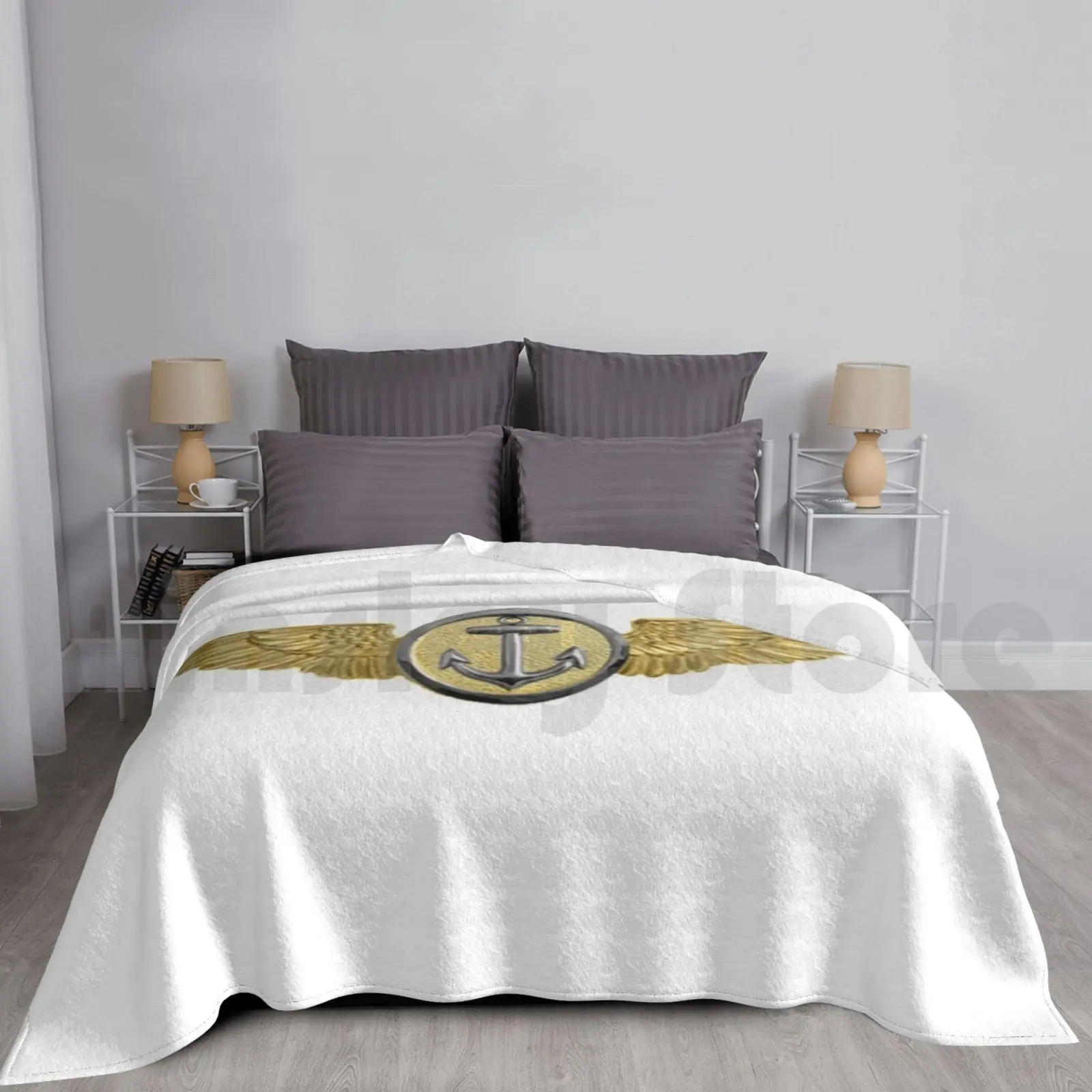 Navy. Usmc. Aviation Insignia , Naval Aviation Observer , Badge. Blanket For Sofa Bed Travel Usmc Bird Propeller