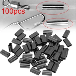 100Pcs Double Sleeves Fishing Wire Tube Line Crimping Sleeves Stainless Steel Copper Tube Connector High Quality Accessories