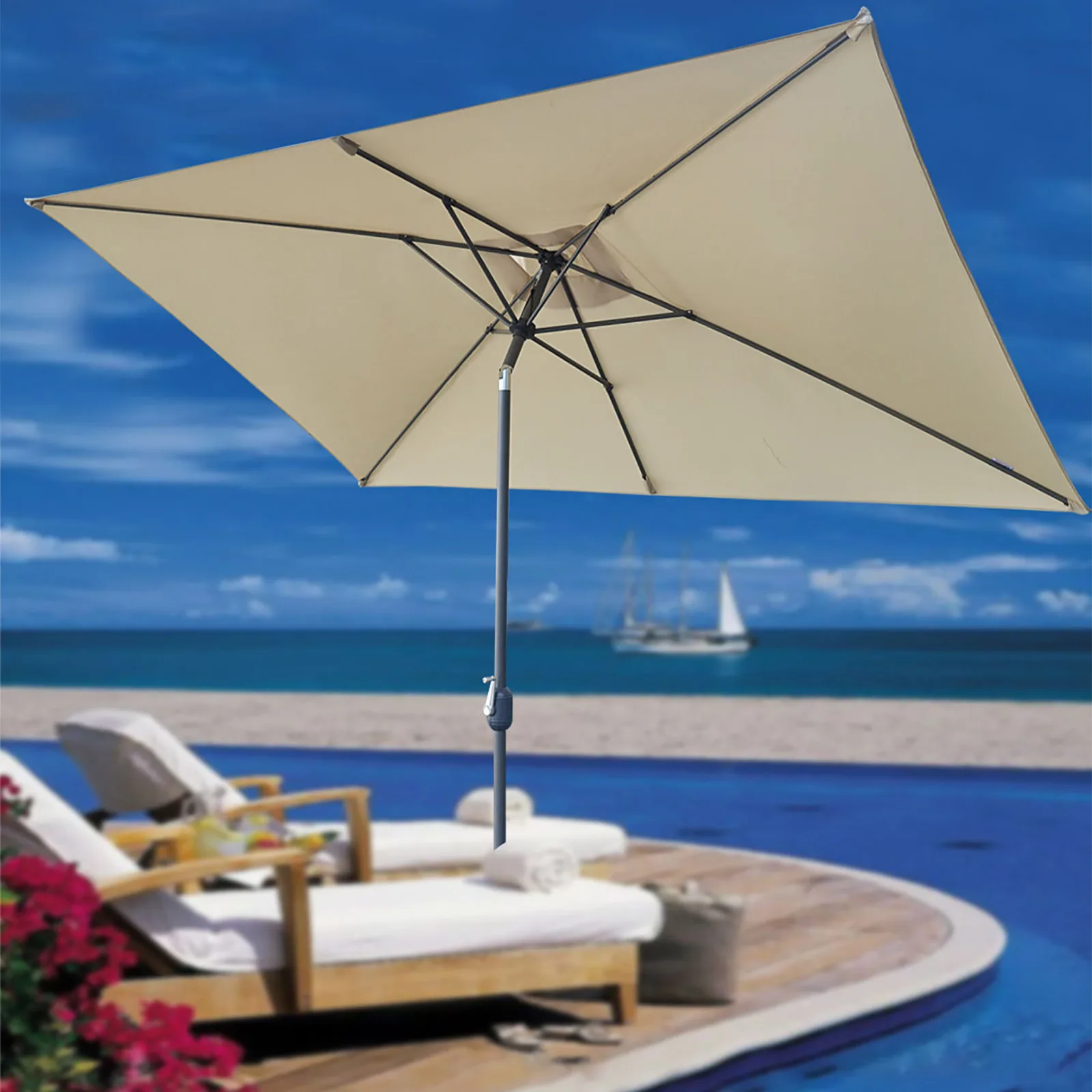 2x3/2x2m Garden Outdoor Parasol Cover Shade For Patio Pool Beach Umbrella Replacement Canopy Umbrella Clothes Covers