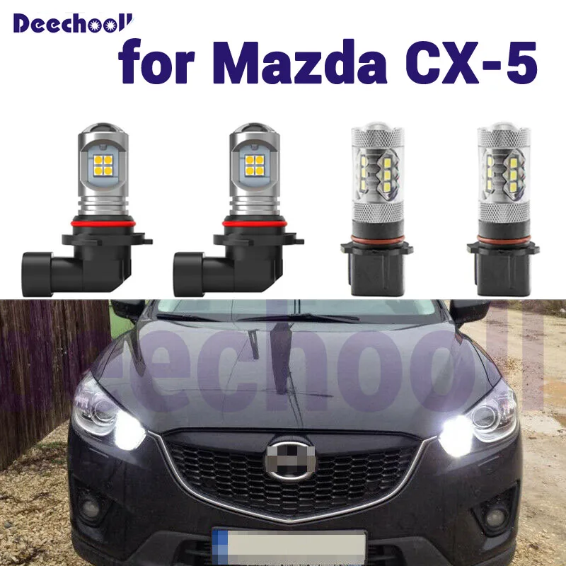 

deechooll 2 x Canbus Xenon White DRL Daytime Running Lights + Fog Lights LED Bulbs for Mazda for Mazda CX5 CX-5 2013 2014 2015