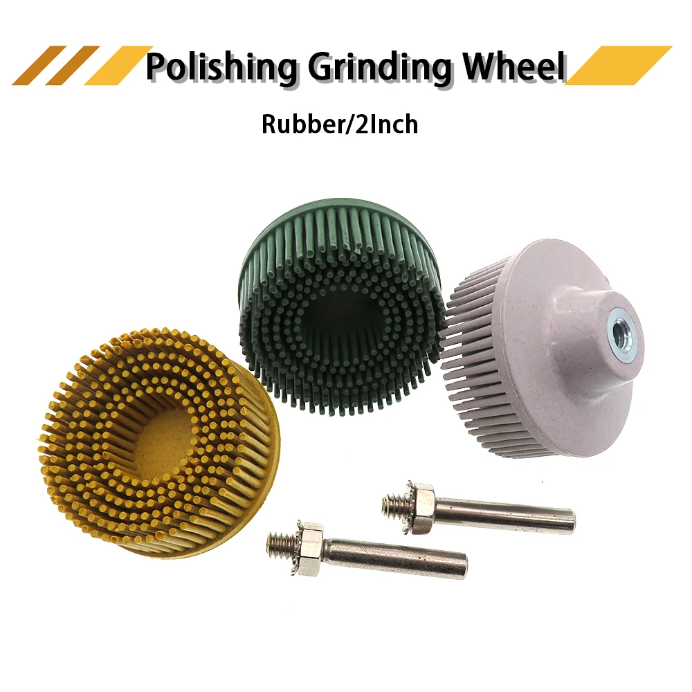 

2" Bristle Disc Rubber Abrasive Brush with 1/4" Shank Attachment, Rubber Polishing Grinding Wheel for Burr Rust scratch Removal