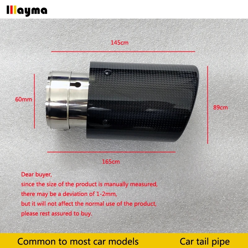 Sport style Carbon fiber car exhaust Muffler Tip Tail Pipe Universal Stainless steel Straight Flange For Audi A1 A3 A4 60*89cm