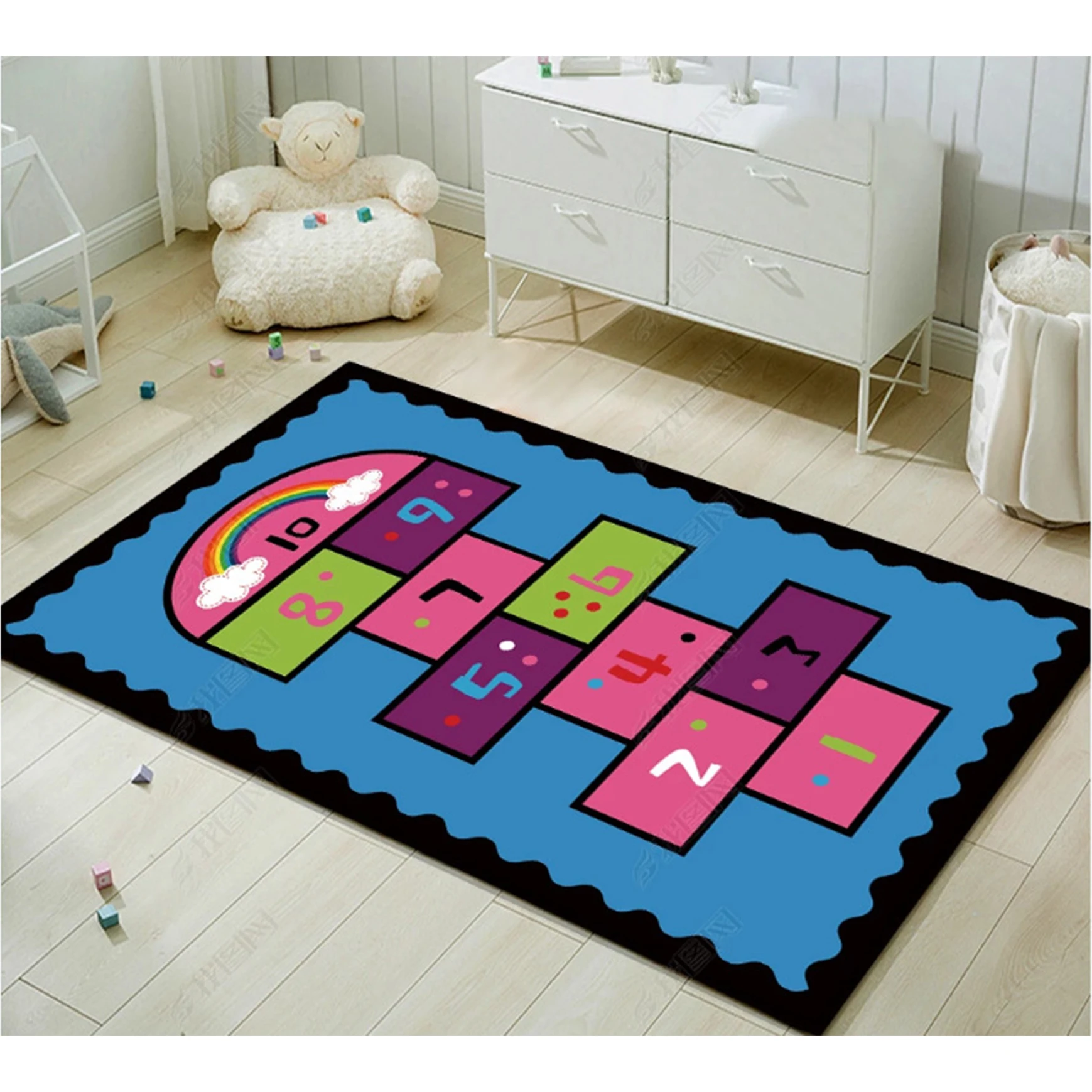 

RULDGEE Children's Cartoon Hopscotch Carpet Bedroom Full Bed Bedside Blanket Kindergarten Early Education Baby Crawling Mat