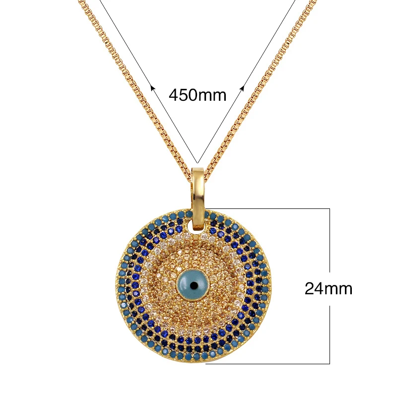 WEIMANJINGDIAN Brand Cubic Zirconia Micro Pave Round CZ Zircon Evil Eye Pendant Necklace Unisex Jewelry