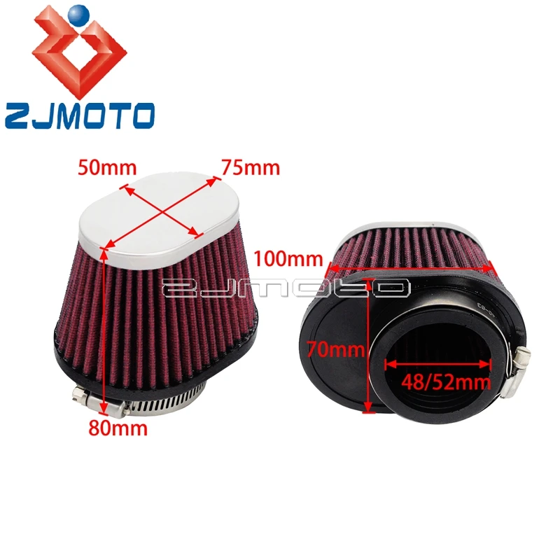 Motorcycle Custom Assembly Universal For Yamaha Honda Suzuki CBR CBF GSXR GXR 48/52mm Air Intake Cone High Flow Filter Cleaner