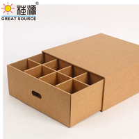 MQQ Foldaway Storage Box Corrugrated Organizer 16 Grids Single Drawer Quality Board Storage Box With Punched Handle Box (3PCS)