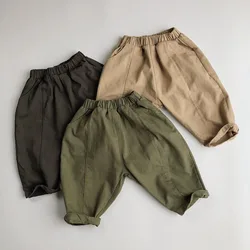 Calça casual solta para crianças, roupas infantis, bebê meninos e meninas, nabo, coreano, primavera, outono