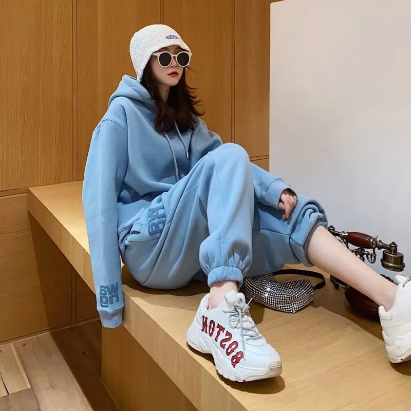 Sports Suit For Women Spring And Autumn New  Loose Slimming And Fashionable Casual Two-Piece Suit Running Suit