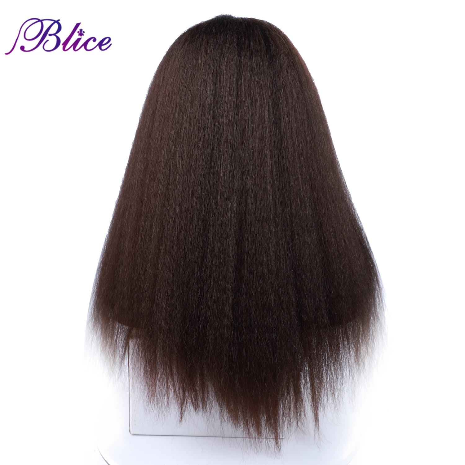 Blice 2x4 Hand Made Fringe Middle Part Wig Synthetic Hair Extensions Yaki Straight Heat Resistant Closure Wigs 20 Inch For Women