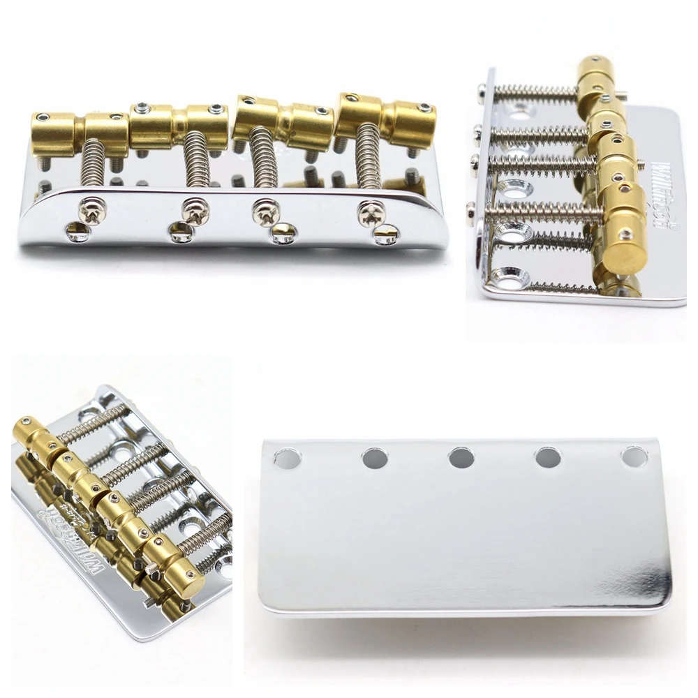 1set Electric Guitar Bridge 4 string Bass Bridge Brass Saddles Steel Plate Precision Wilkinson WBBC