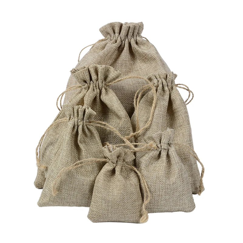 Faux jute Mini Bags with Hessian Drawstring 9.5x14.5cm for candy coffee bean wedding bomboniere Gift packaging (100pcs/lot)