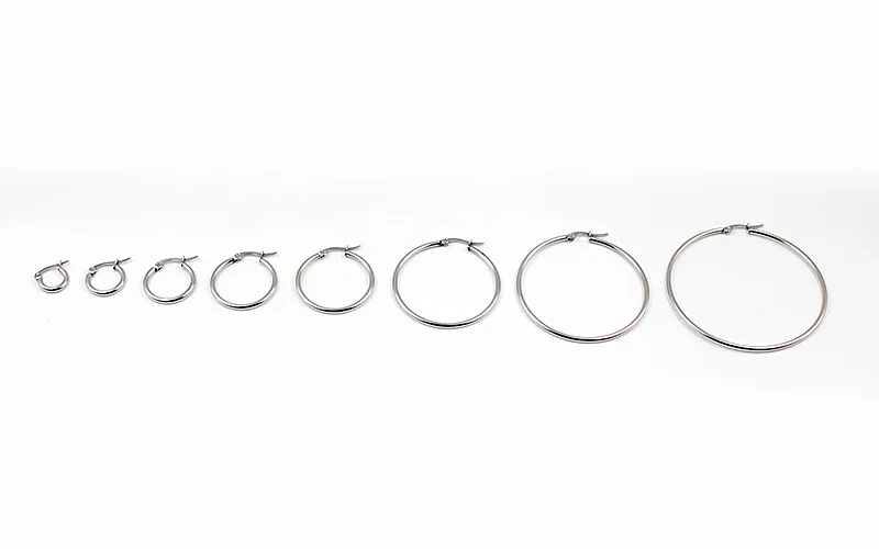 Stainless Steel 20-100mm Small Big Circle Women Hoop Earrings Black Hoop Ear Loop Smooth Ring Round Earring Punk Jewelry