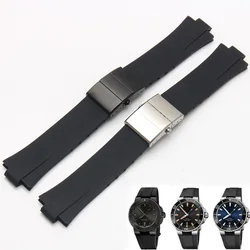 Convex interface 24*11 silicone rubber strap for ORIS AQUIS Bracelet diving watch strap Waterproof Watchband Folding buckle