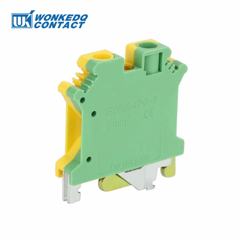 USLKG 6N Ground Modular Screw Din Rail Terminal Block 6mm² Protective Earth Wire Electrical Connector USLKG6N