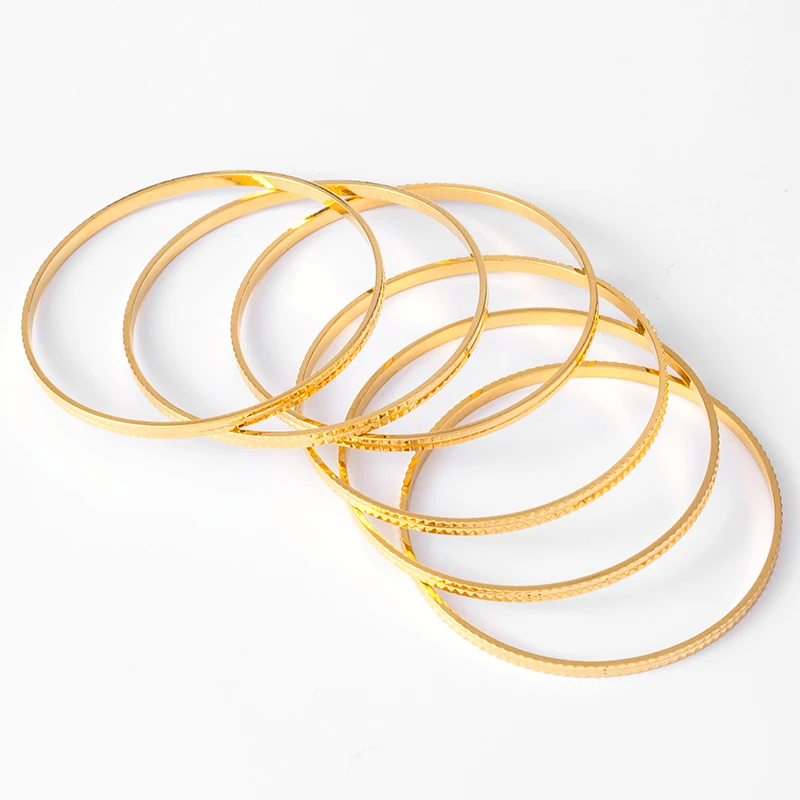 6pcs New African Dubai bangles for women Ethiopian jewelry copper gold Color bangle& bracelet bridal jewelry