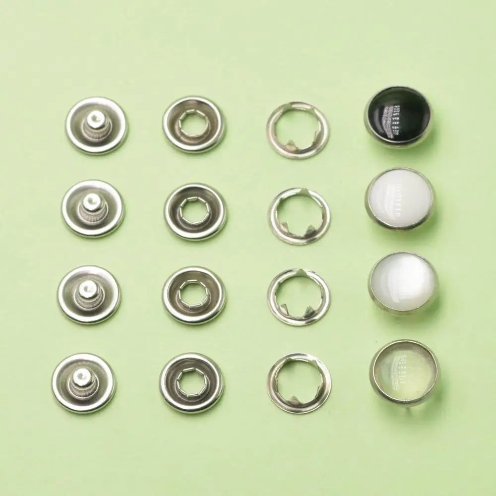 KALASO 20Sets Pearl Fasteners Ring Press Studs Snap Buttons Poppers 10mm 12mm For DIY Craft Supplies