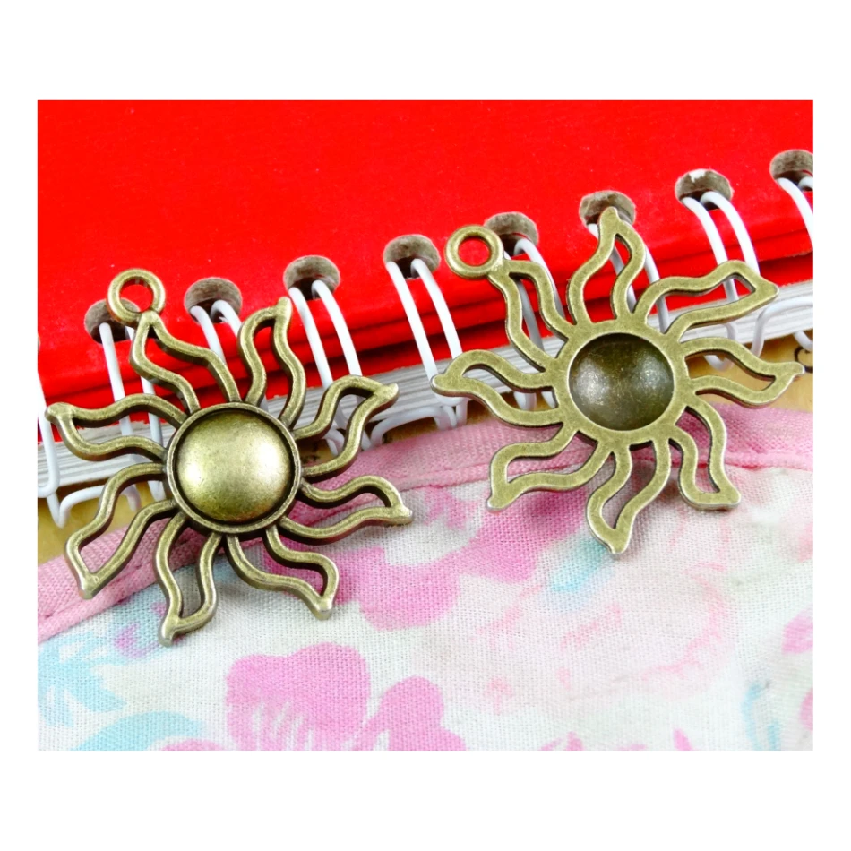 

30pcs Charms sunflower flower 31*32.8MM Antique Bronze pendant Vintage DIY Handmade Jewelry