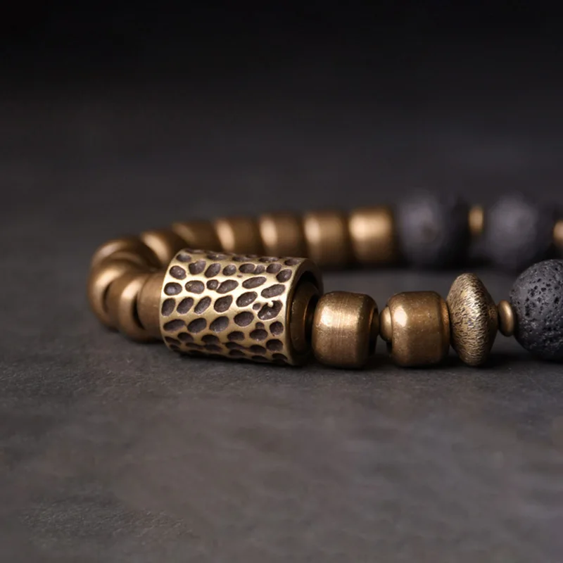 wholesale items Copper Charm Rock Lava Stone Bracelet Tribal Minimalist Street Marvel Dark Strand Anniversary Gift for Him Her