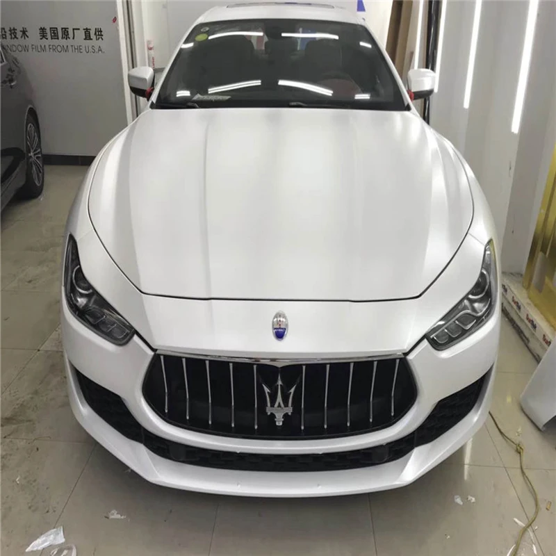 

Satin Pearl White Car Wrap Vinyl Film Air-Release Sticker Car Wrapping Foil Size 5x65FT