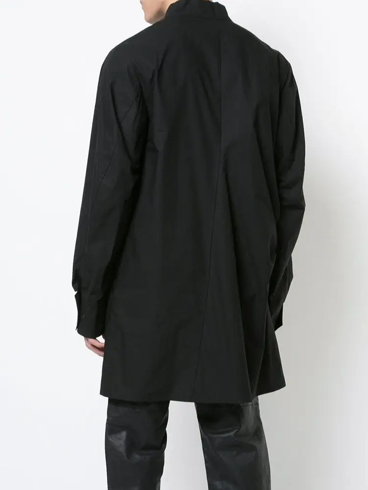 

Men's Long Sleeve Shirt Spring And Autumn New Dark Long Irregular Arrangement Design Single Row Button Long Sleeve Shirt