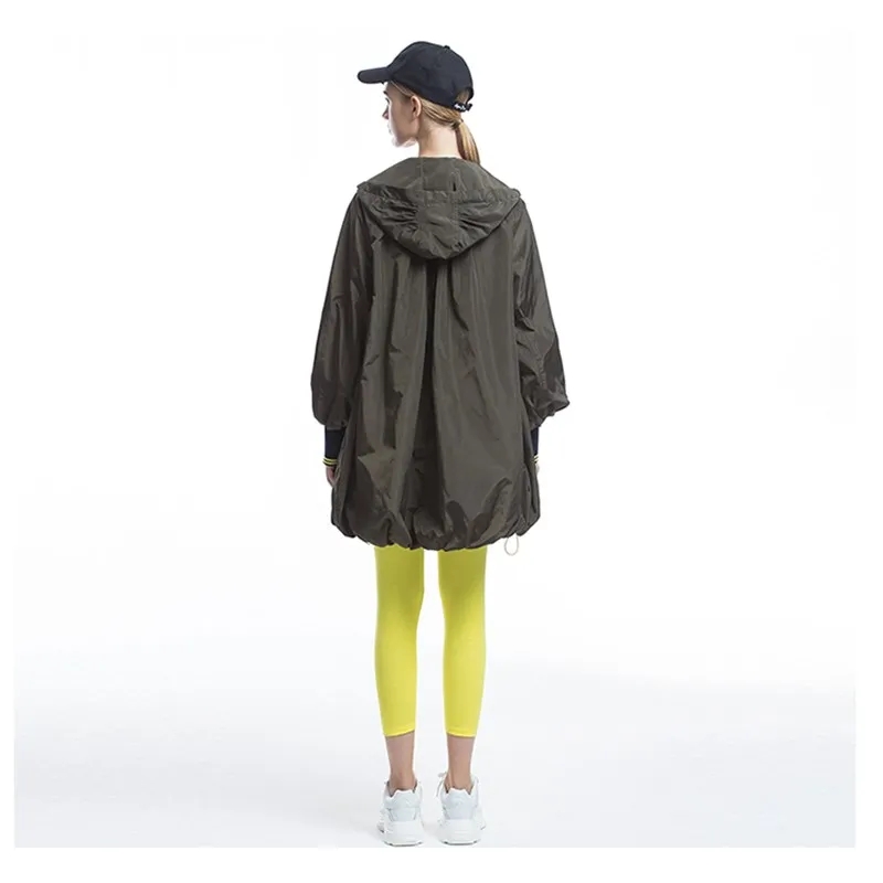 

New Autumn 2020 Arrivals Women Casual Loose Windproof Medium Long Hooded Jacket Ladies Streetwear Army Green Cardigan Coat