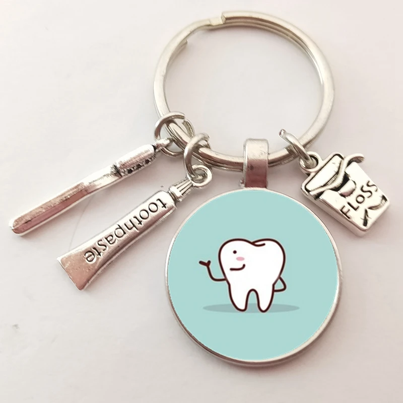 2020 New Dentist Dental Glass Keychain Dental Assistant Gift Dental Care Keychain