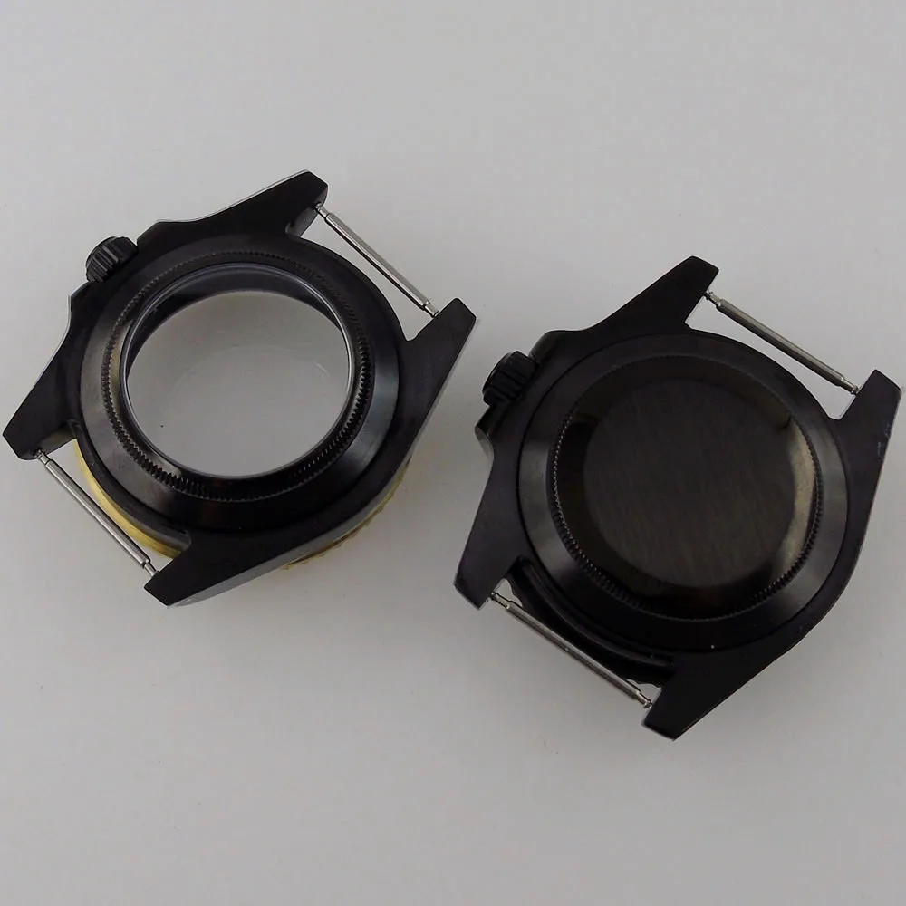 40mm Fully Black Plated Watch Case Fit For NH35/Miyota 8215/ETA 2836/DG 2813 Sapphire Glass solid/316L Bracelet