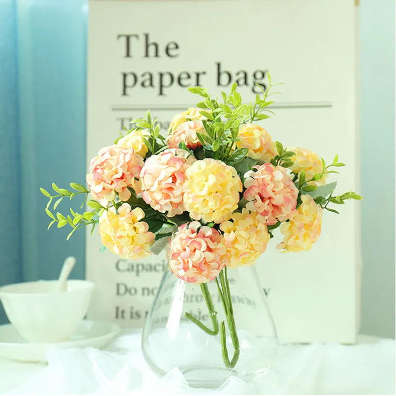 

FS Гортензия Искусственный цветочный букет Ваза Свадебная невеста Рука держит Имитация розы Подружки невесты Ручной цветок