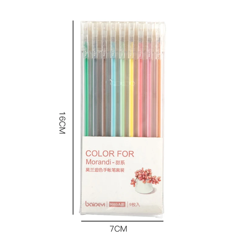 9Pcs/set Morandi Color Gel Pen 0.5mm Refills Rod Kawaii Painting Graffiti Pen for Student School Supplies Office School Pens