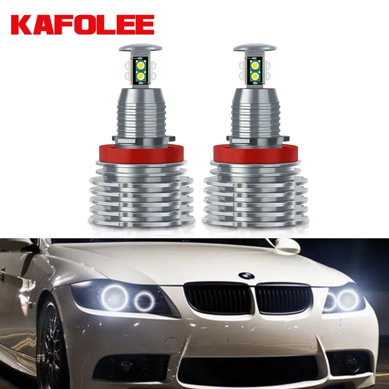 KAFOLEE 2xPCS Halo Ring Lights H8 Angel Eyes LED Marker White Red Blue Yellow Color 80W for BMW E92 E90 X5 E71 X6 E82 M3 E60 E70