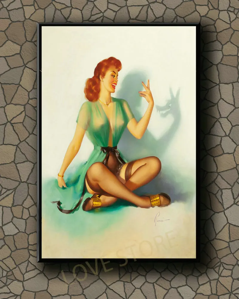 P148 Vintage Beautiful Pin-up Girl Classic Picture 272 Silk Fabric Poster Art Decor Indoor Painting Gift