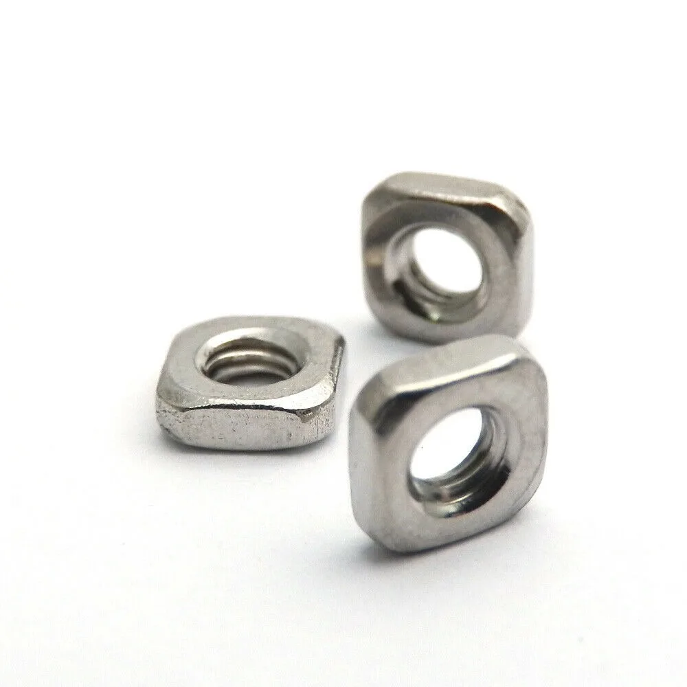 50pcs/lot M3 M4 M5 M6 M8 Square Nuts 304 Stainless Steel Thin Nuts Thin Nuts Blocks DIN562 High Quality M3x5.4x1.8 M5x8x2.6mm