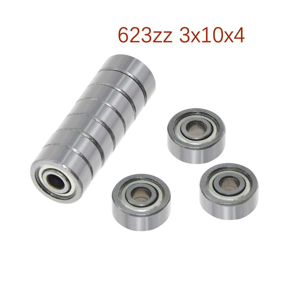 10 unidades / lote Flange Ball Bearing 623zz 624zz 625zz Roda de polia flangeada de ranhura profunda para peças de impressoras 3D