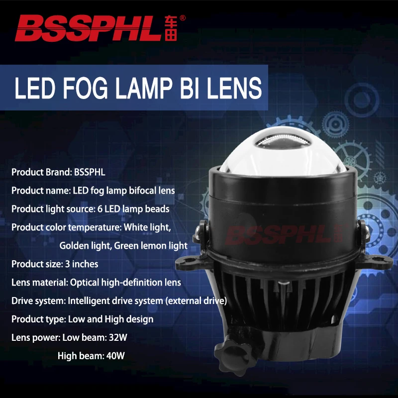 BSSPHL Car-styling Retrofit light HD 3.0 Bi LED fog lamp lens fit for Subaru BRZ Forester XV Legacy GT 13- Outback Honda