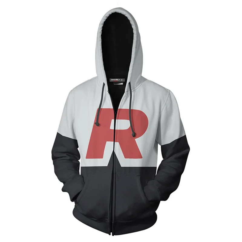 ทีม Rocket Jessie Musashi James Kojirou Zipper Pullover เกมอะนิเมะคอสเพลย์ Hoodies