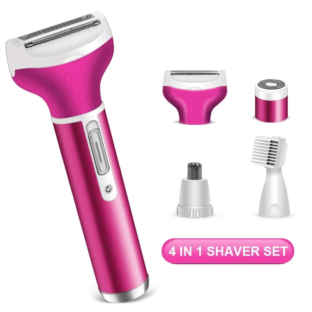 4 In 1 Women Electric Shaver 4 In 1 Rechargeable Cordless Waterproof Lady Epilator Personal Groomer Trimmer Body Hair Removal