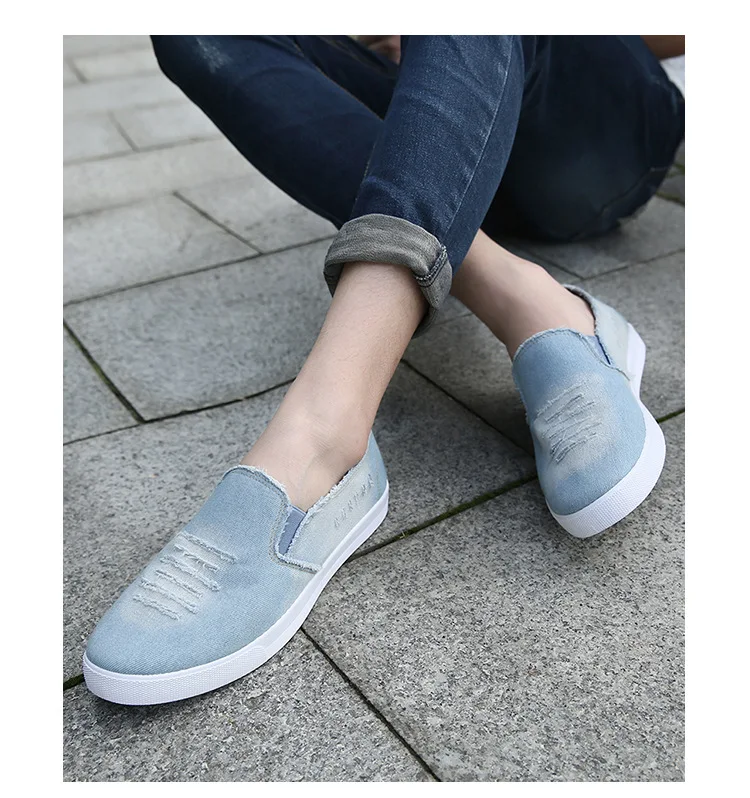 New Style Summer Men\'s Pedal Denim Beggar Cloth Shoes Lazy Shoes Ripped Canvas Shoes Men\'s Shoes Mens Sneakers