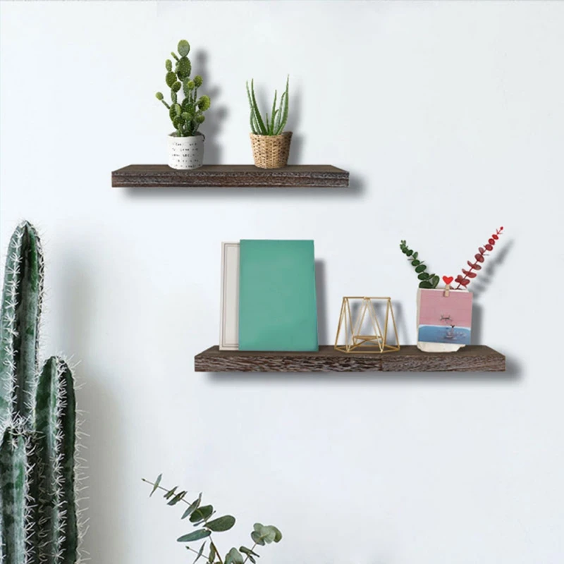 Wooden Plant Shelves Journals Rack Bedroom Hanging Floating Shelf Bedroom Shelves Wall Storage Rack Living Room Decoration