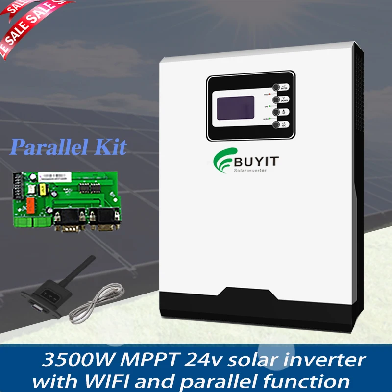 Parallel 3.5KW Solar Inverter 500Vdc 100A MPPT 24V Off Grid Pure Sine Wave  Can Activate LifePO4 Battery With WIFI High Voltage