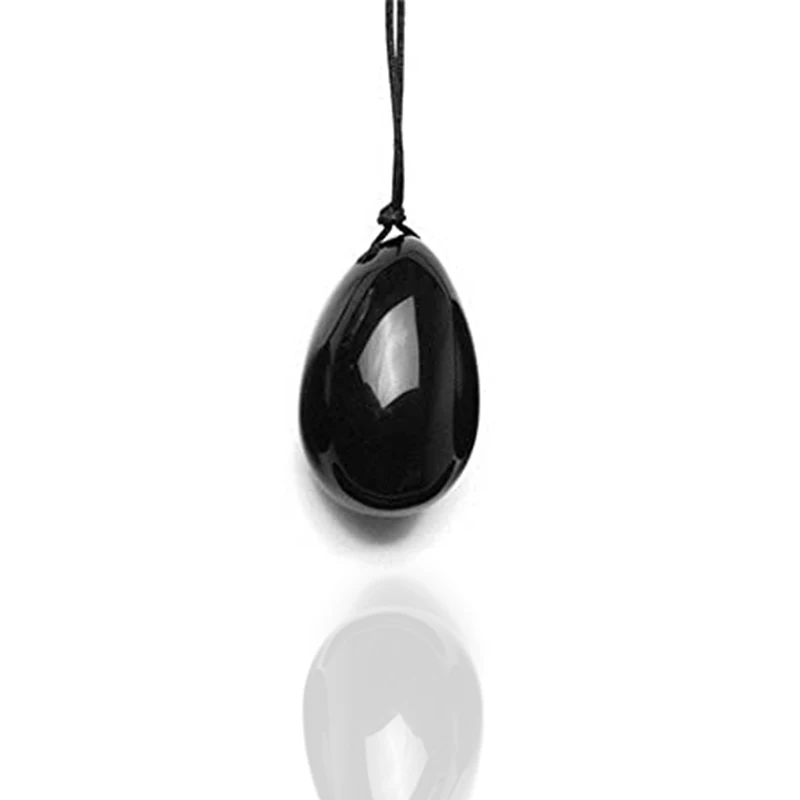 Yoni-huevo de obsidiana para mujer, palo de piedras de masaje con cuerda, huevos de entrenamiento muscular para ejercicio de salud, piedra de masaje