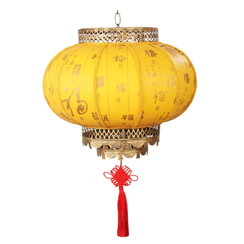 Chinese Style Lantern Antique Imitation  Bright Red Outdoor Waterproof Sheepskin Lantern Decorative Chandelier Lantern