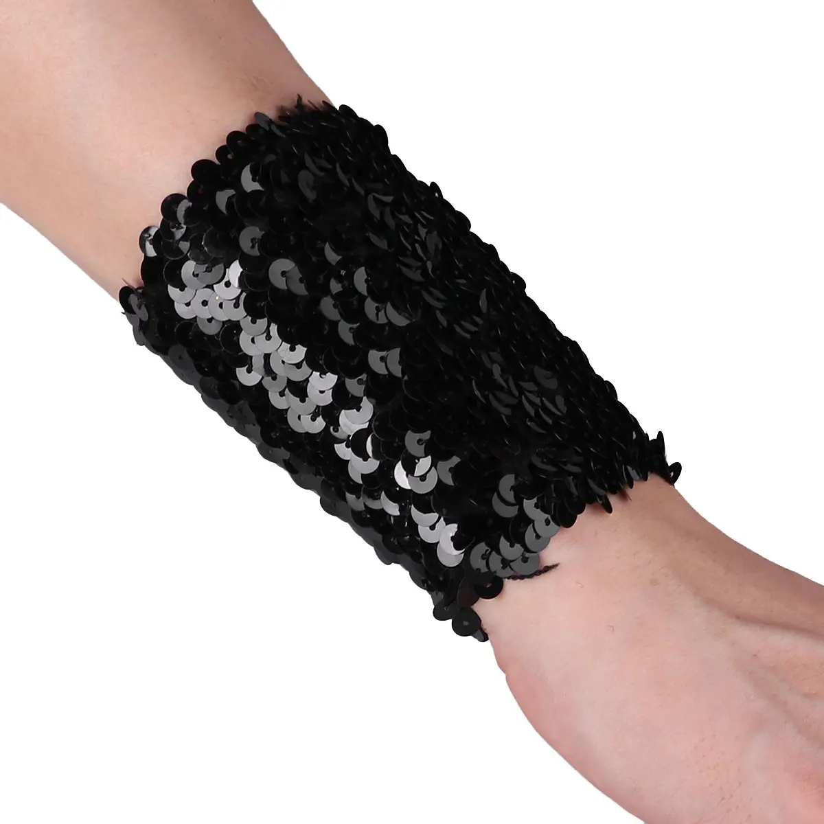 Pulseras elásticas con lentejuelas brillantes para mujer, Mangas de brazo para actuación en fiesta de baile y cosplay, disfraz femenino, puños de