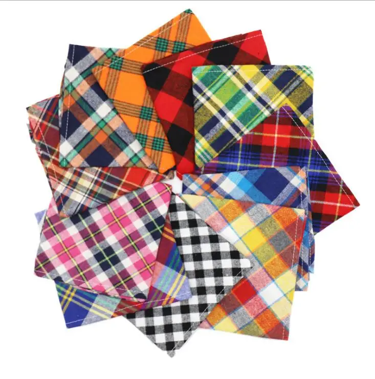 50 X Pet Dog Grooming Product Cotton Classic Plaid Dog Bandana Scarf Adjustable Dog Collar Bandana Bibs Dog Grooming Accessories