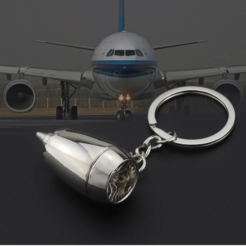 Airplane engine Pendant Necklaces Men Women Aircraft Turbine Brelok Bag Pendant Keychain Stainless steel Chain Fashion Jewelry