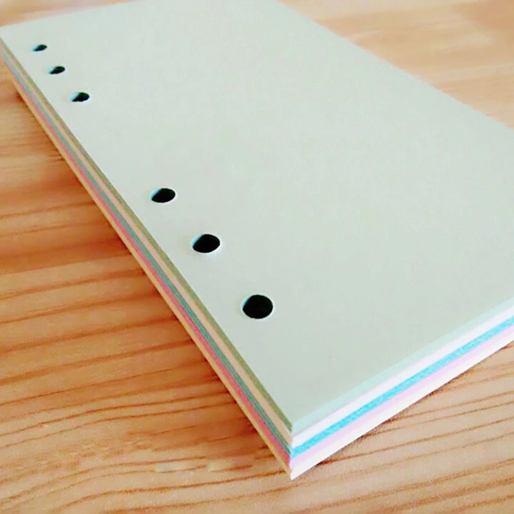 Colorful A5/A6 Loose Leaf Notebook Inner Pages 6 Holes Blank Line Planner Notepad Binder Inner Core Paper