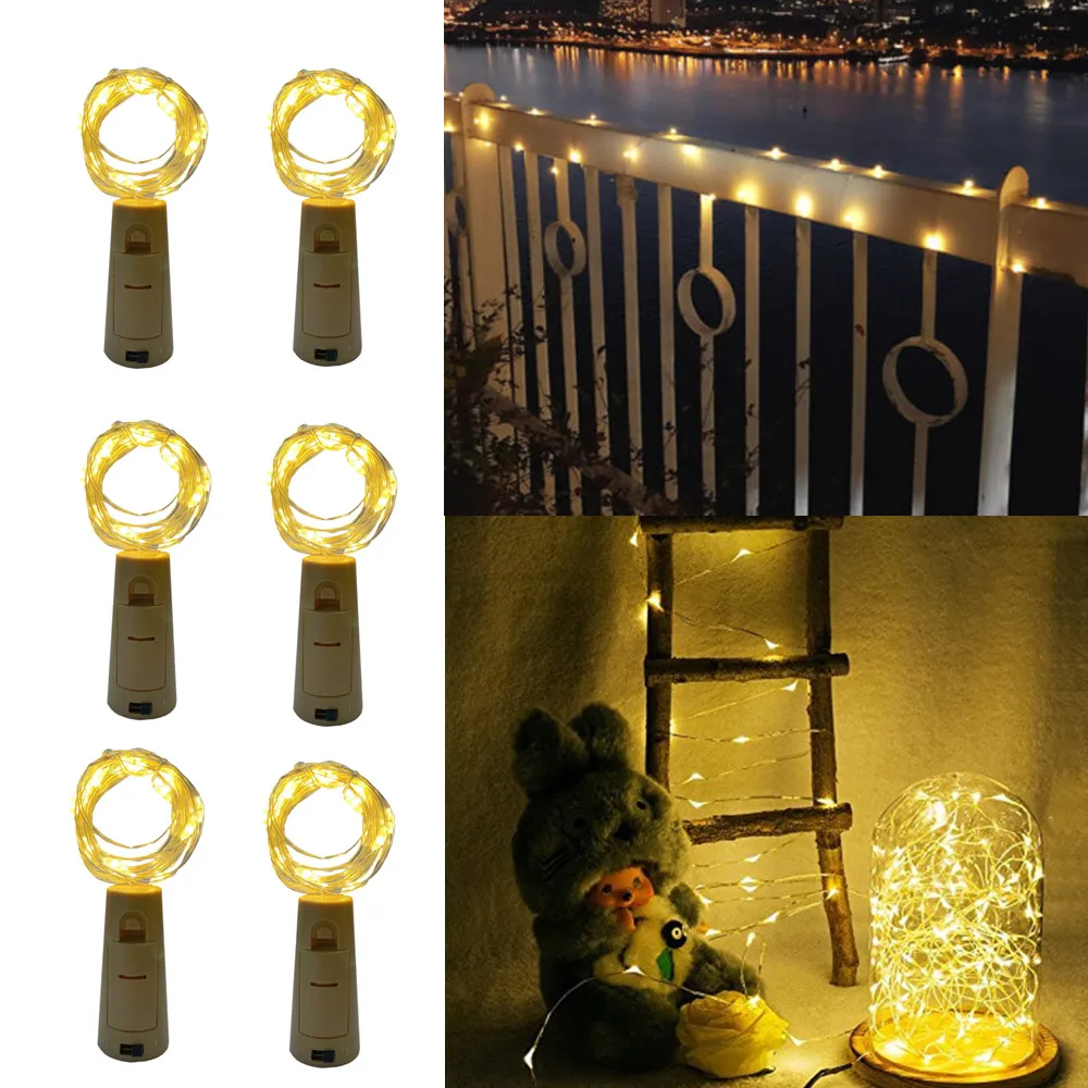 

6Pcs/lot Cork Wine Bottle Light 2M 20LED DIY LED String Lighting Strip For Garland Party Wedding Christmas Halloween Bar Decor