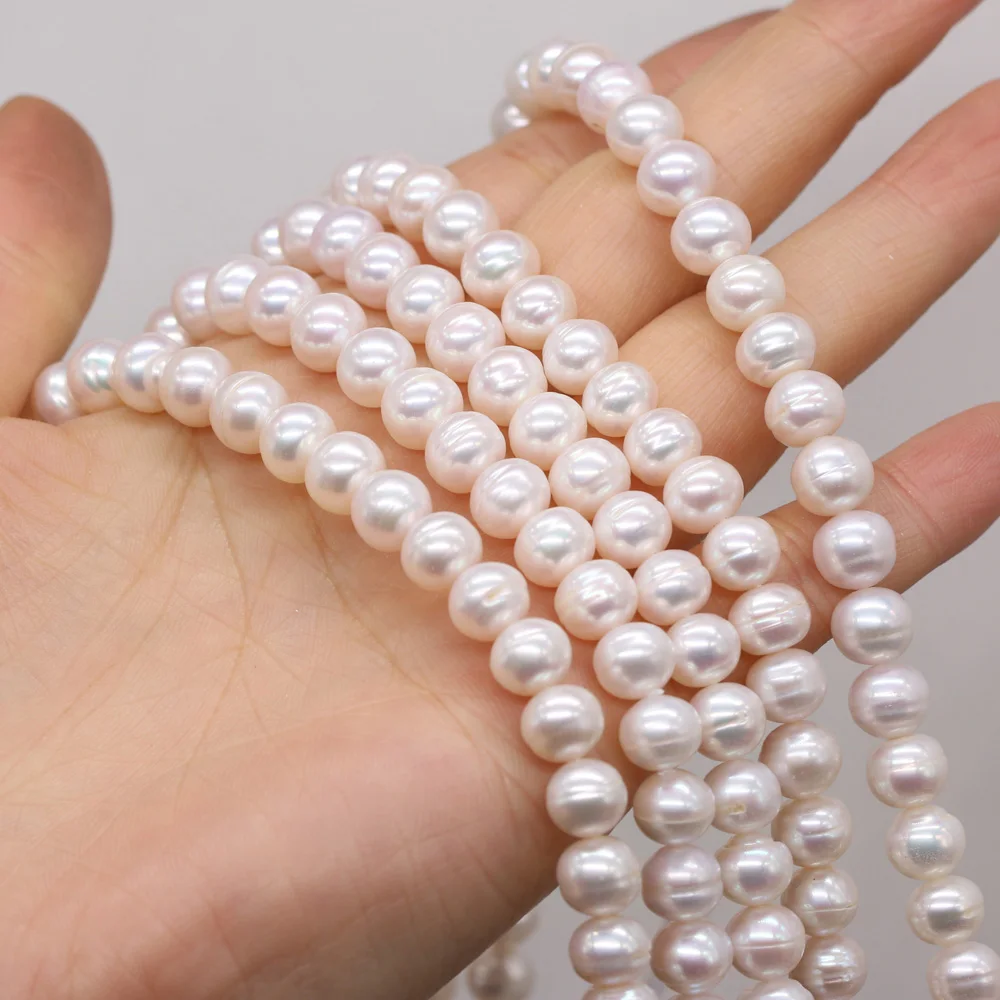 Natural Freshwater Pearl Beaded High Quality Round shape Punch Loose Beads for Make Jewelry DIY Bracelet Necklace Accessories