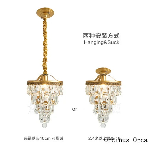 American Rural crystal chandelier corridor bedroom study northern Europe luxury retro led iron crystal chandelier